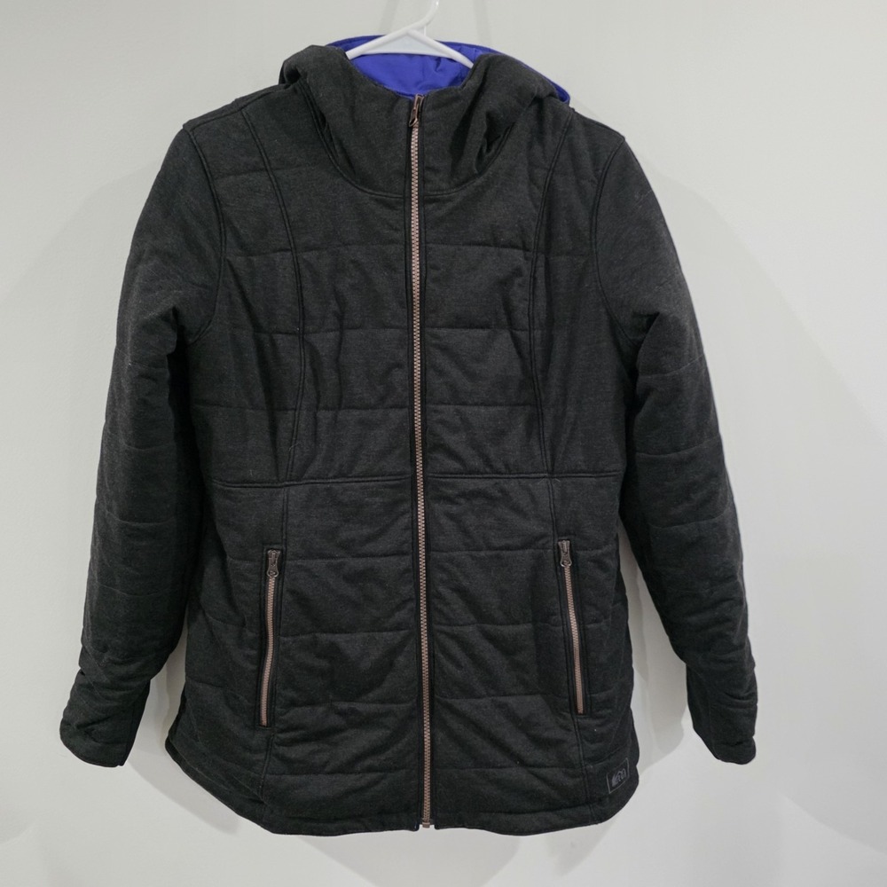 Rei Womens Reversible Jacket Size Small Blue Gray Puffer Outdoor Hiking Winter